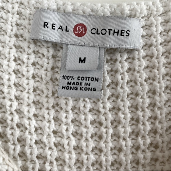 Vintage Real Clothes Sleeveless V-Neck White Cotton Knit Tank Top - Picture 5 of 11